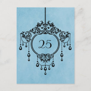 Blue Vintage Chandelier Table Number Postcard