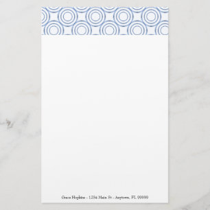 Blue Vintage Circle Pattern Personalise Stationery