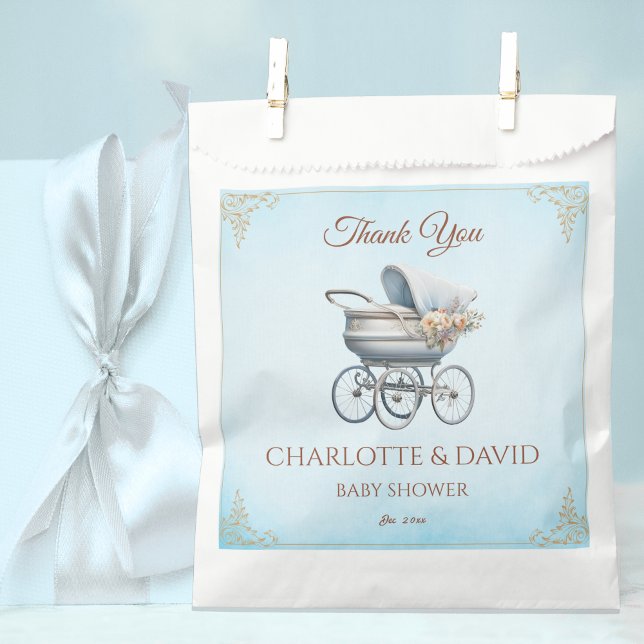 Blue Vintage Classic Boy Baby Shower Favour Bags (Creator Uploaded)
