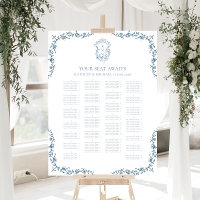Blue Vintage Crest Wedding Alphabetical Seating