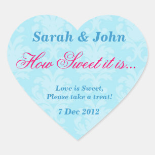 Blue Vintage damask How Sweet it is Sticker