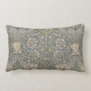 Blue Vintage Damask Lumbar Cushion