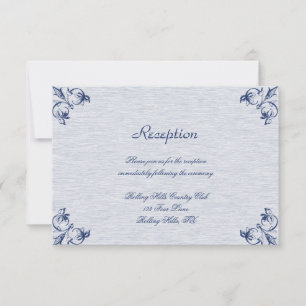 Blue Vintage Elegance Wedding Reception Invitation