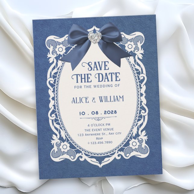 Blue vintage elegant  save the date (Creator Uploaded)