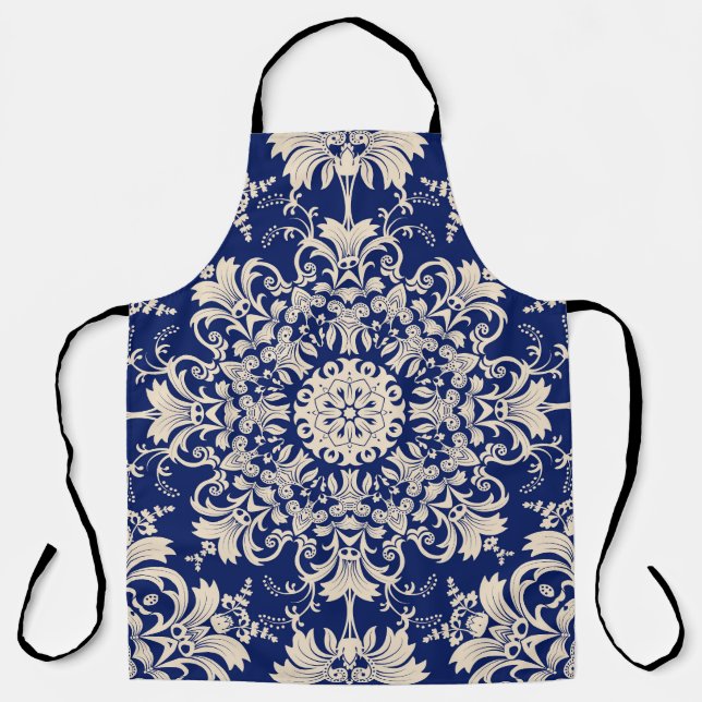 Blue Vintage: Elegant Seamless Pattern. Apron (Front)