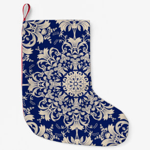 Blue Vintage: Elegant Seamless Pattern. Small Christmas Stocking