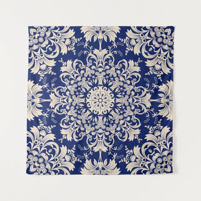 Blue Vintage: Elegant Seamless Pattern. Tapestry (Front)