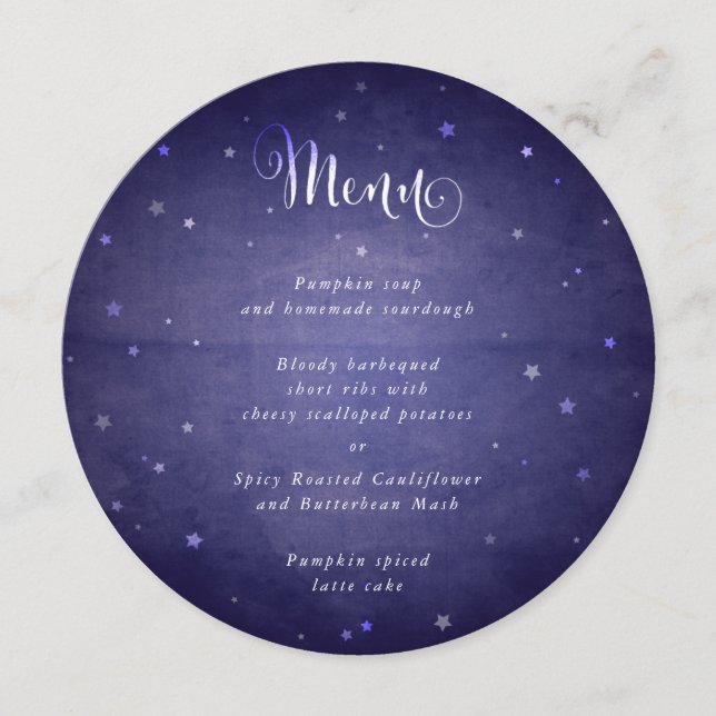 Blue Vintage Faded Stars Square/Round Menu (Front)