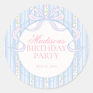 Blue Vintage Fancy Floral Birthday Circle Seal