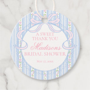 Blue Vintage Fancy Floral Bridal Shower Circle Favour Tags