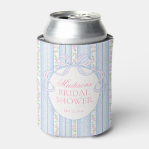Blue Vintage Fancy Floral Bridal Shower Favor Can Cooler
