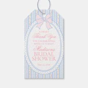 Blue Vintage Fancy Floral Bridal Shower Favours Gift Tags