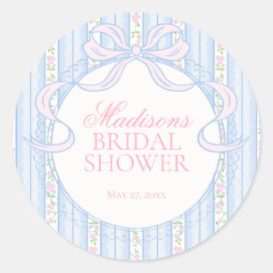Blue Vintage Fancy Floral Bridal Shower Seal