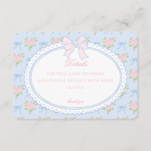 Blue Vintage Fancy Floral Details Card Invitation