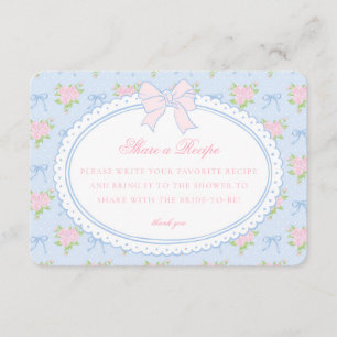 Blue Vintage Fancy Floral Share Recipe Enclosure Card