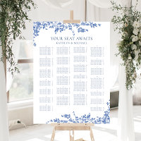 Blue Vintage Floral Alphabetical Wedding Seating