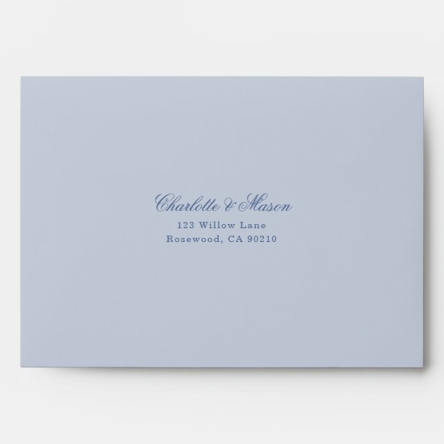 Blue Vintage Floral Crest Wedding Addressed Envelope (Front)