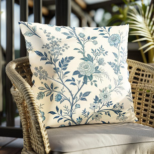 Blue Vintage Floral Pattern Cushion