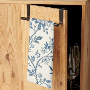 Blue Vintage Floral Pattern Tea Towel