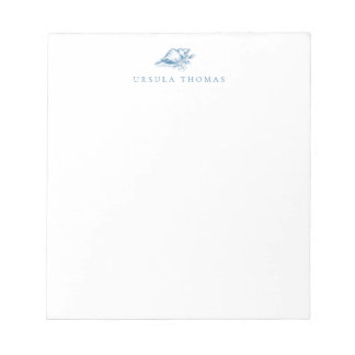 Blue Vintage Floral Shell Personalised Notepad