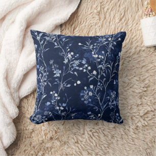 Blue Vintage Floral Toile Pattern (10) Cushion