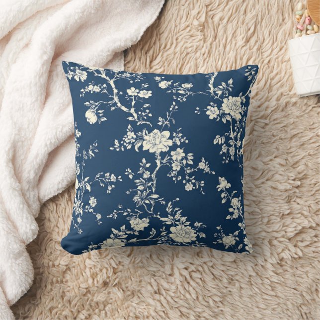 Blue Vintage Floral Toile Pattern (11) Cushion (Blanket)