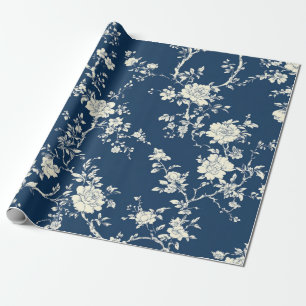 Blue Vintage Floral Toile Pattern (11) Wrapping Paper
