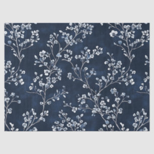 Blue Vintage Floral Toile Pattern (13) Tissue Paper