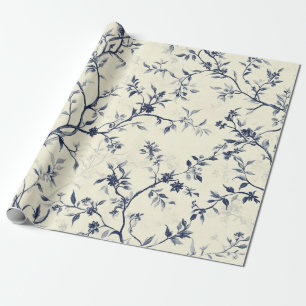 Blue Vintage Floral Toile Pattern (1) Wrapping Paper