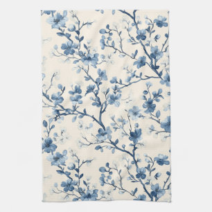 Blue Vintage Floral Toile Pattern (4) Tea Towel