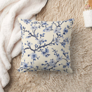 Blue Vintage Floral Toile Pattern (5) Cushion