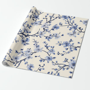 Blue Vintage Floral Toile Pattern (5) Wrapping Paper