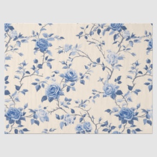 Blue Vintage Floral Toile Pattern (6) Tissue Paper