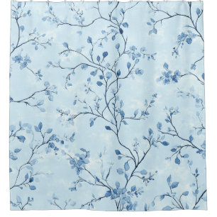 Blue Vintage Floral Toile Pattern (7) Shower Curtain