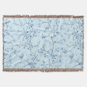 Blue Vintage Floral Toile Pattern (7) Throw Blanket
