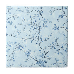 Blue Vintage Floral Toile Pattern (7) Tile