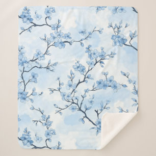 Blue Vintage Floral Toile Pattern (8) Sherpa Blanket