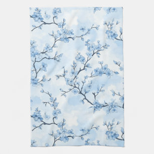 Blue Vintage Floral Toile Pattern (8) Tea Towel