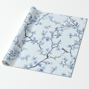 Blue Vintage Floral Toile Pattern (9) Wrapping Paper