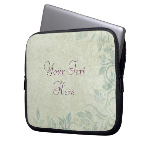 Blue Vintage Floral Vine Laptop Sleeve