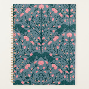 Blue Vintage Floral Vine Pattern Planner