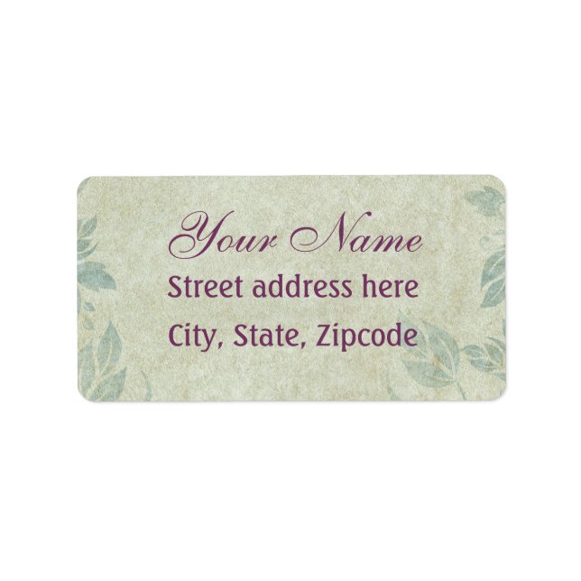 Blue Vintage Floral Vine Wedding Label (Front)