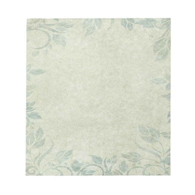 Blue Vintage Floral Vine Wedding Notepad (Front)