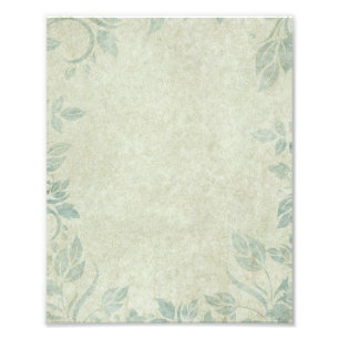 Blue Vintage Floral Vine Wedding Photo Print