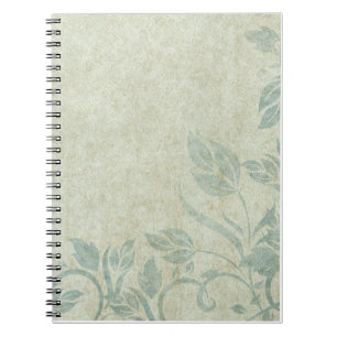 Blue Vintage Floral Vine Wedding Spiral Notebook