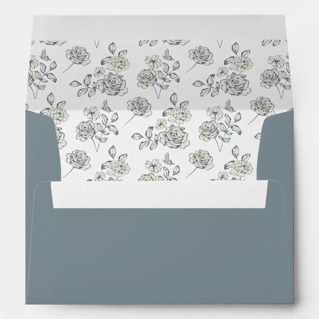 Blue Vintage Floral Wedding Envelope (Back (Bottom))