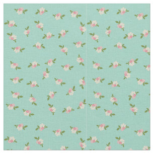 Blue Vintage Flower Pattern Fabric
