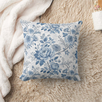 blue vintage flowers cushion