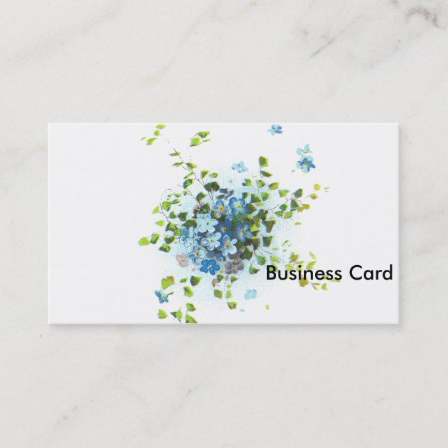 Blue Vintage Forget-Me-Nots Business Card (Front)