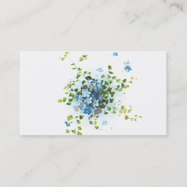 Blue Vintage Forget-Me-Nots Business Card (Front)